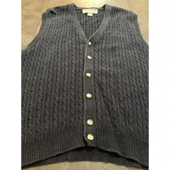 Vintage Ivy Crew Classics Cotton Grandpa Cardigan Sweater Vest XL Blue Dad - Picture 2 of 9